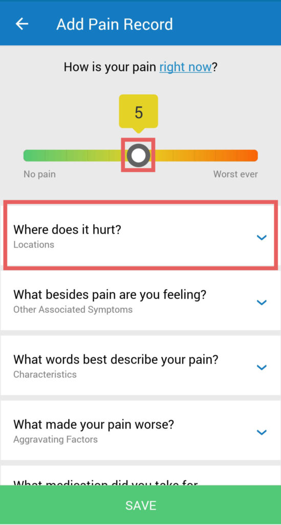 manage my pain app tutorial screenshot 8